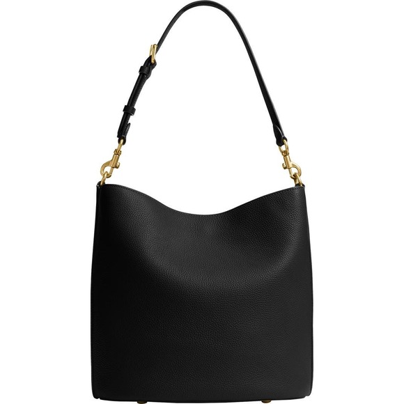 NEW Coach Willow Soft Polished Pebble Leather Bucket Bag in Black - Picture 2 of 16